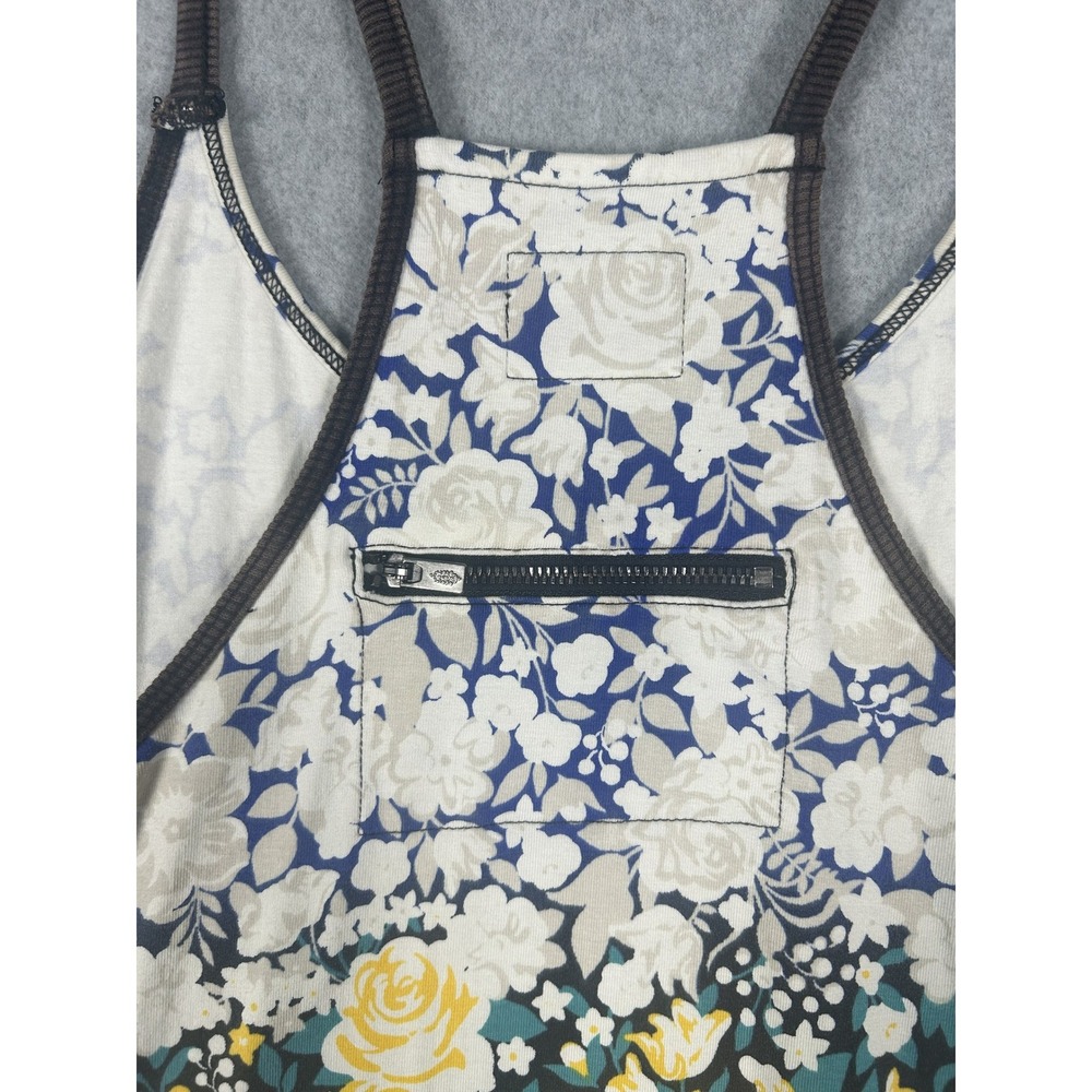 Free People Movement Romper Floral Print Medium Yellow Blue Sleeveless Relaxed - Picture 10 of 10